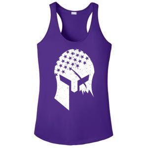 USA American Flag Warrior Skull Helmet Ladies PosiCharge Competitor Racerback Tank