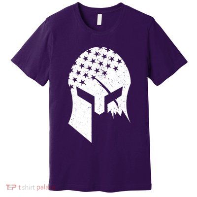 USA American Flag Warrior Skull Helmet Premium T-Shirt