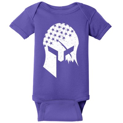 USA American Flag Warrior Skull Helmet Baby Bodysuit