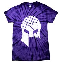 USA American Flag Warrior Skull Helmet Tie-Dye T-Shirt