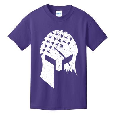 USA American Flag Warrior Skull Helmet Kids T-Shirt