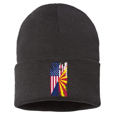 Usa Arizona Flags United States Of America Arizonans Sustainable Knit Beanie