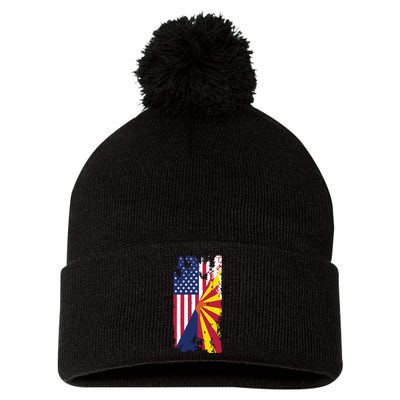 Usa Arizona Flags United States Of America Arizonans Pom Pom 12in Knit Beanie