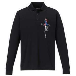 Usa American Flag Faith Cross United States Us Patriotic Usa Gift Performance Long Sleeve Polo