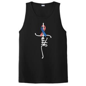 Usa American Flag Faith Cross United States Us Patriotic Usa Gift PosiCharge Competitor Tank