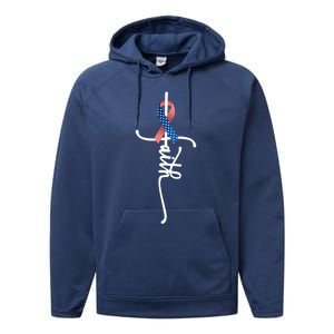 Usa American Flag Faith Cross United States Us Patriotic Usa Gift Performance Fleece Hoodie