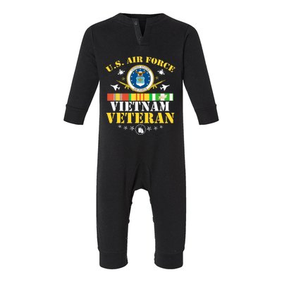 US Air Force Vietnam Veteran USA Flag Vietnam Vet Flag Infant Fleece One Piece