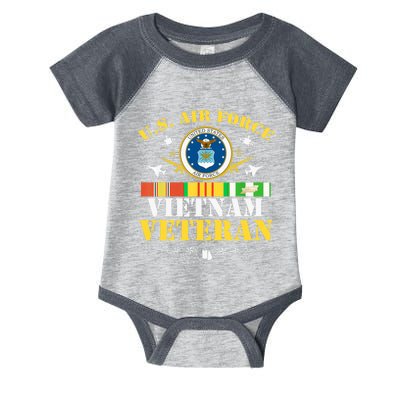 US Air Force Vietnam Veteran USA Flag Vietnam Vet Flag Infant Baby Jersey Bodysuit