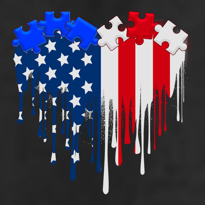 USA American Flag Puzzle Heart Cool Comfort Performance Bucket Hat