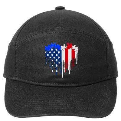 USA American Flag Puzzle Heart 7-Panel Snapback Hat