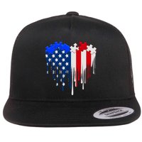 USA American Flag Puzzle Heart Flatbill Hat