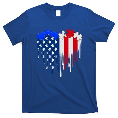 USA American Flag Puzzle Heart T-Shirt