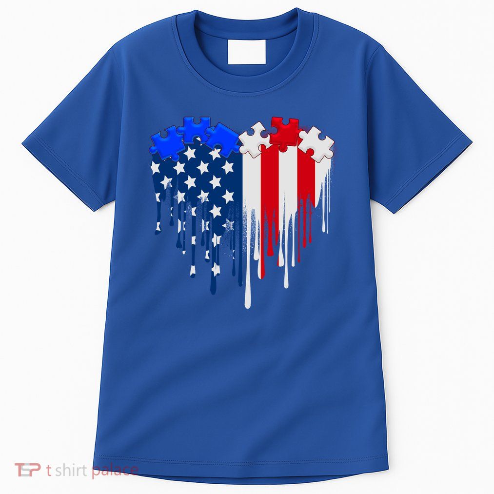 USA American Flag Puzzle Heart Tall T-Shirt