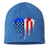 USA American Flag Puzzle Heart Sustainable Beanie