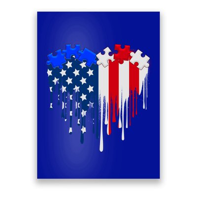 USA American Flag Puzzle Heart Poster