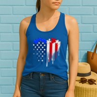 USA American Flag Puzzle Heart Womens Tank Top