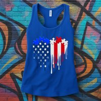 USA American Flag Puzzle Heart Womens Tank Top