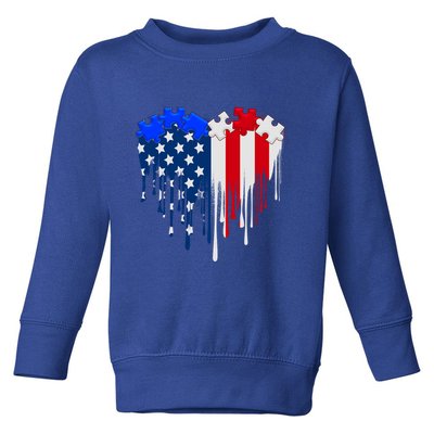 USA American Flag Puzzle Heart Toddler Sweatshirt