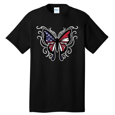 US American Flag Butterfly Vintage 4th of July Patriotic Tall T-Shirt