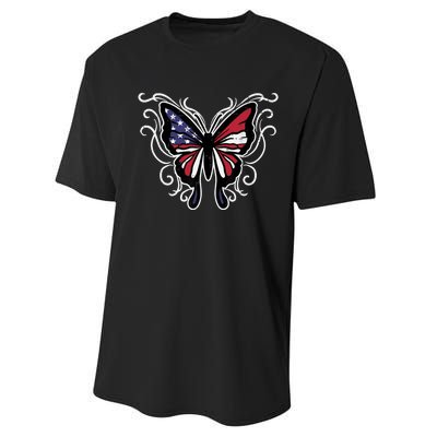 US American Flag Butterfly Vintage 4th of July Patriotic Performance Sprint T-Shirt