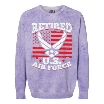 US Air Force Veteran retired U.S Air Force Colorblast Crewneck Sweatshirt