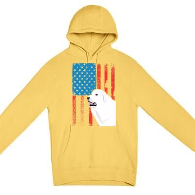 Usa American Flag Gift Patriotic Dog Great Pyrenees Gift Premium Pullover Hoodie