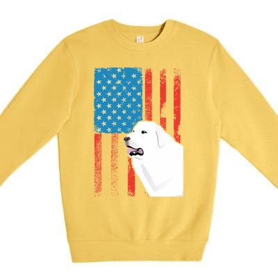 Usa American Flag Gift Patriotic Dog Great Pyrenees Gift Premium Crewneck Sweatshirt