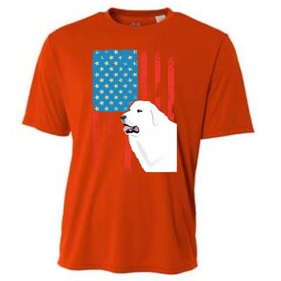 Usa American Flag Gift Patriotic Dog Great Pyrenees Gift Cooling Performance Crew T-Shirt