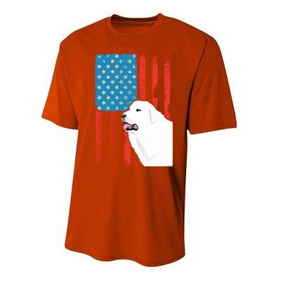 Usa American Flag Gift Patriotic Dog Great Pyrenees Gift Performance Sprint T-Shirt