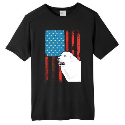 Usa American Flag Gift Patriotic Dog Great Pyrenees Gift Tall Fusion ChromaSoft Performance T-Shirt