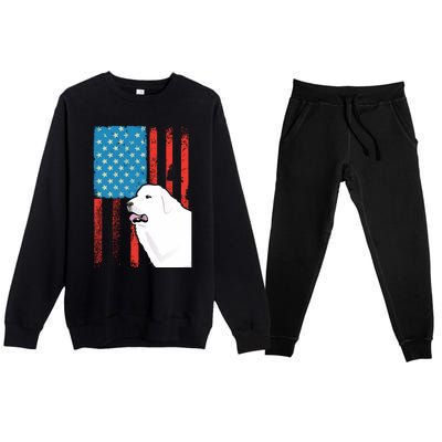 Usa American Flag Gift Patriotic Dog Great Pyrenees Gift Premium Crewneck Sweatsuit Set