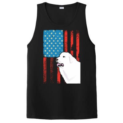 Usa American Flag Gift Patriotic Dog Great Pyrenees Gift PosiCharge Competitor Tank