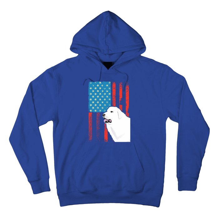 Usa American Flag Gift Patriotic Dog Great Pyrenees Gift Hoodie