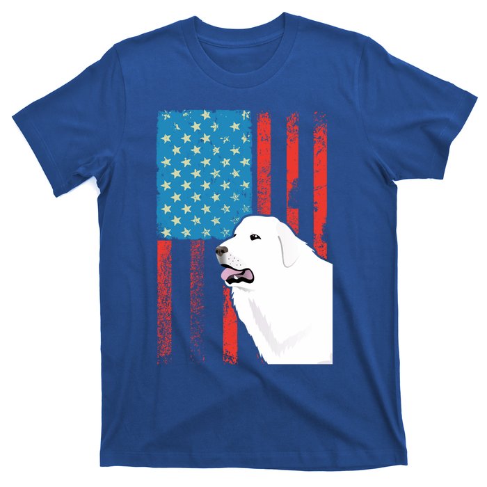 Usa American Flag Gift Patriotic Dog Great Pyrenees Gift T-Shirt