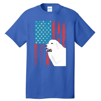 Usa American Flag Gift Patriotic Dog Great Pyrenees Gift Tall T-Shirt