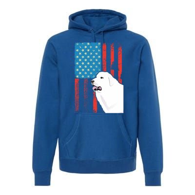 Usa American Flag Gift Patriotic Dog Great Pyrenees Gift Premium Hoodie