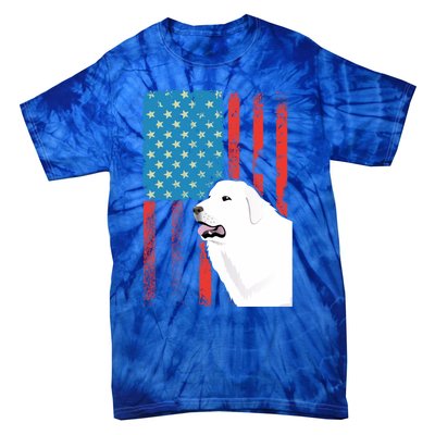 Usa American Flag Gift Patriotic Dog Great Pyrenees Gift Tie-Dye T-Shirt