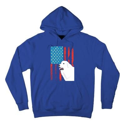 Usa American Flag Gift Patriotic Dog Great Pyrenees Gift Tall Hoodie