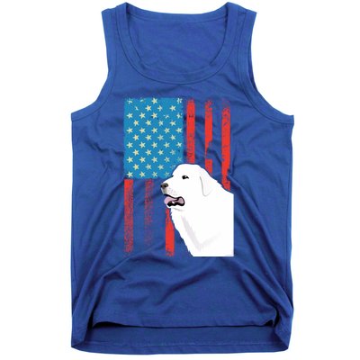 Usa American Flag Gift Patriotic Dog Great Pyrenees Gift Tank Top