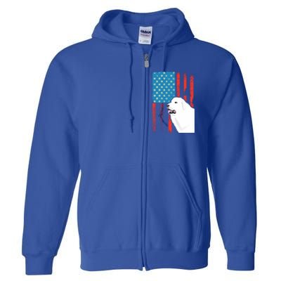 Usa American Flag Gift Patriotic Dog Great Pyrenees Gift Full Zip Hoodie