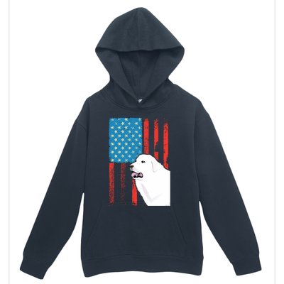 Usa American Flag Gift Patriotic Dog Great Pyrenees Gift Urban Pullover Hoodie