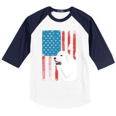 Usa American Flag Gift Patriotic Dog Great Pyrenees Gift Baseball Sleeve Shirt