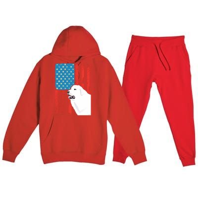 Usa American Flag Gift Patriotic Dog Great Pyrenees Gift Premium Hooded Sweatsuit Set