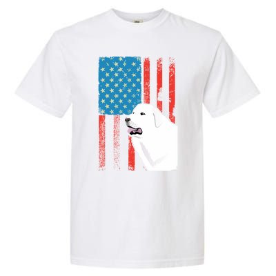 Usa American Flag Gift Patriotic Dog Great Pyrenees Gift Garment-Dyed Heavyweight T-Shirt