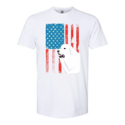 Usa American Flag Gift Patriotic Dog Great Pyrenees Gift Softstyle CVC T-Shirt