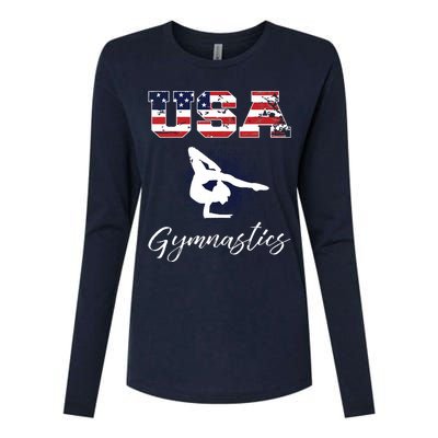 USA American Flag Gymnastics Tee Gymnast 4th Of July Womens Cotton Relaxed Long Sleeve T-Shirt