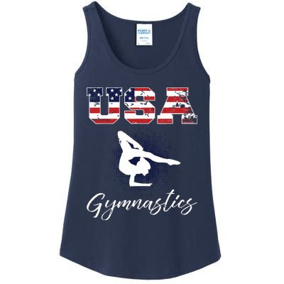 USA American Flag Gymnastics Tee Gymnast 4th Of July Ladies Essential Tank