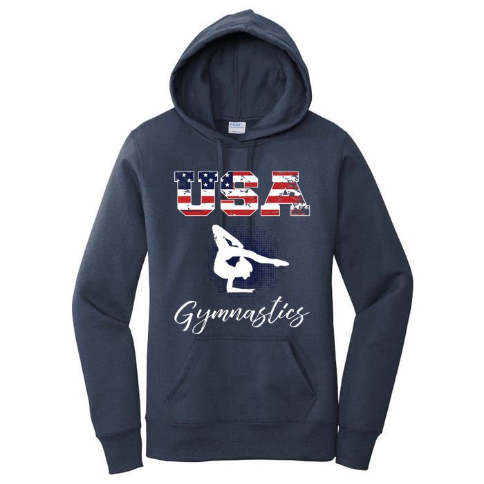 USA American Flag Gymnastics Tee Gymnast 4th Of July Women's Pullover Hoodie