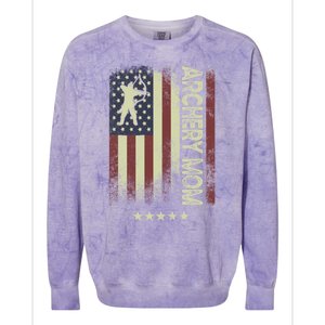 Usa American Flag Archery Mom Cute Gift Colorblast Crewneck Sweatshirt