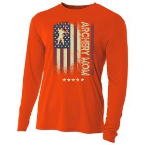 Usa American Flag Archery Mom Cute Gift Cooling Performance Long Sleeve Crew